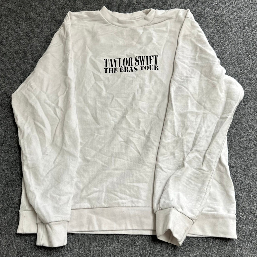 Taylor Swift Sweatshirt Womens Size S White The Eras Tour Cotton USA Graphic